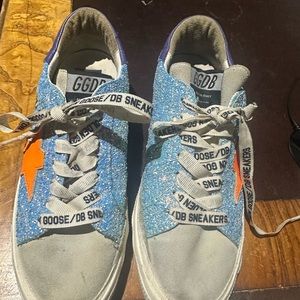 May orange star glitter low top Golden Goose